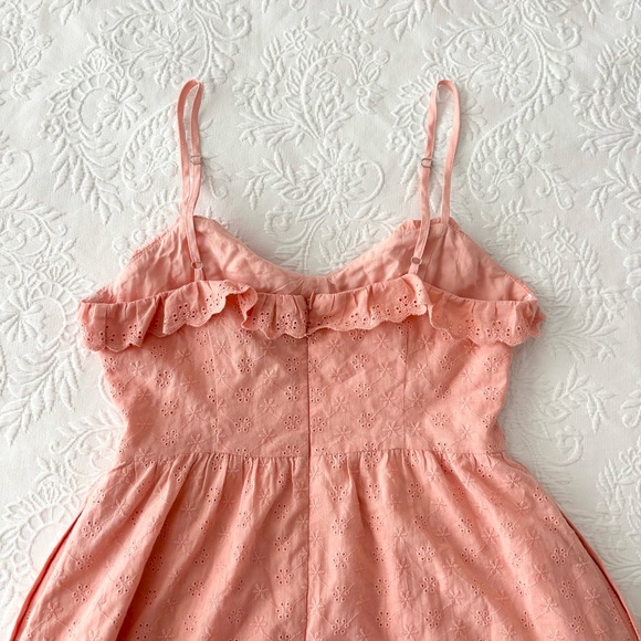 Lulus Lovely Weather Pink Embroidered Bustier Midi Dress with Pockets Small - Picture 5 of 8